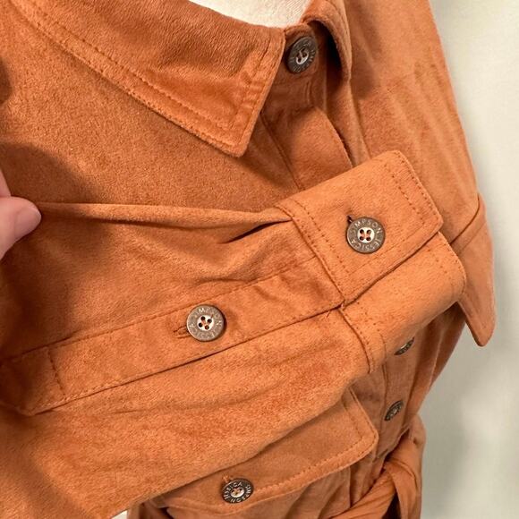 Jessica Simpson Button Front Brown Suede Dress - Picture 10 of 12